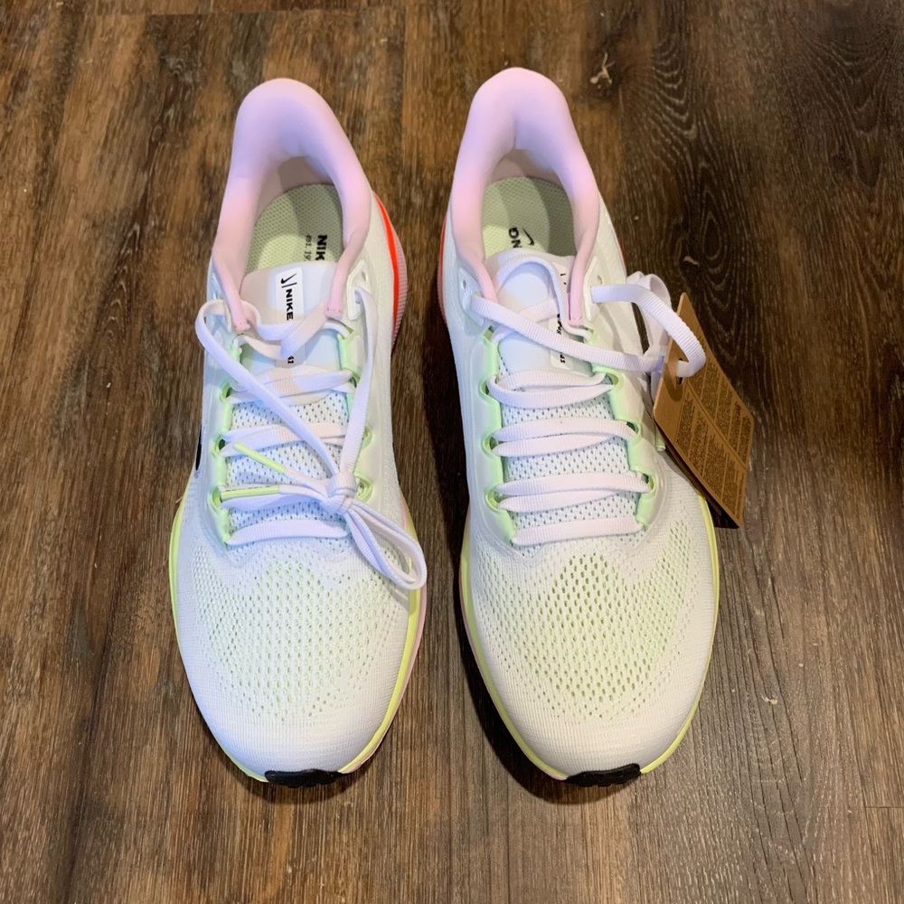 Nike Women's White Running Shoes with Pink and Lime Accents - Picture 2 of 7